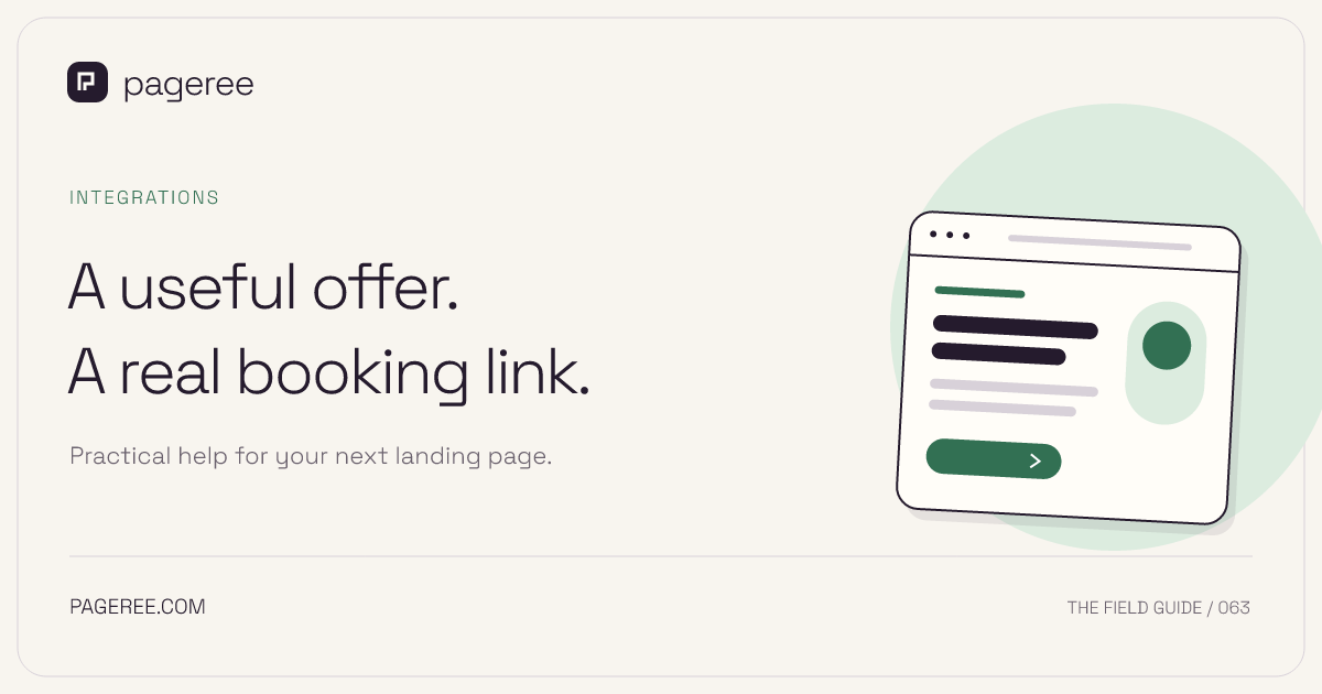 A useful offer. A real booking link.